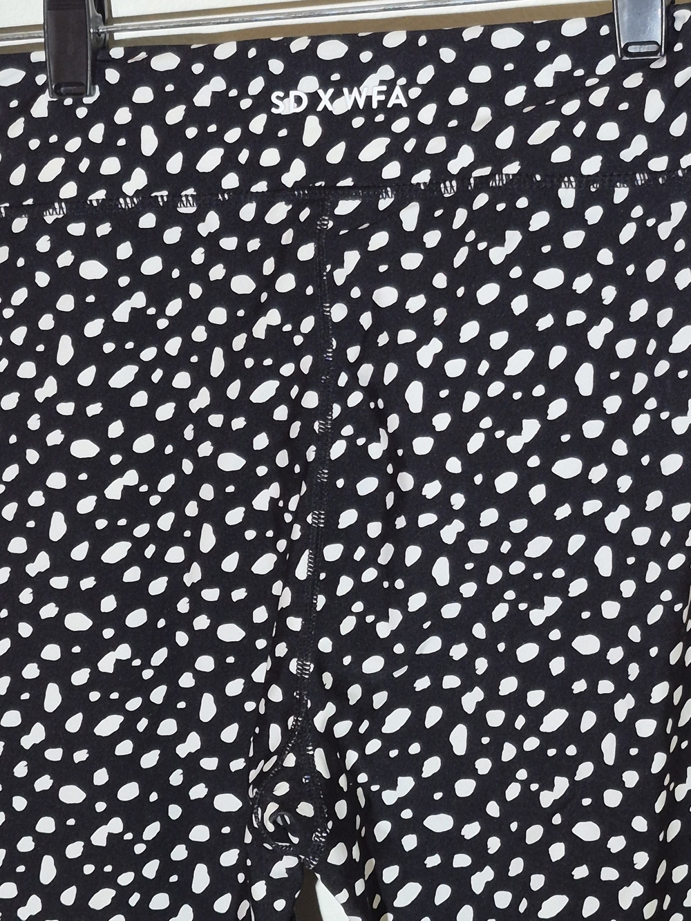Black & White Spot Print Leggings with Pink and Cream Stripes - Picture 4 of 7